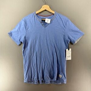 Alexander Julian Henley Shirt Mens Medium Blue Short Sleeve Logo Nwt